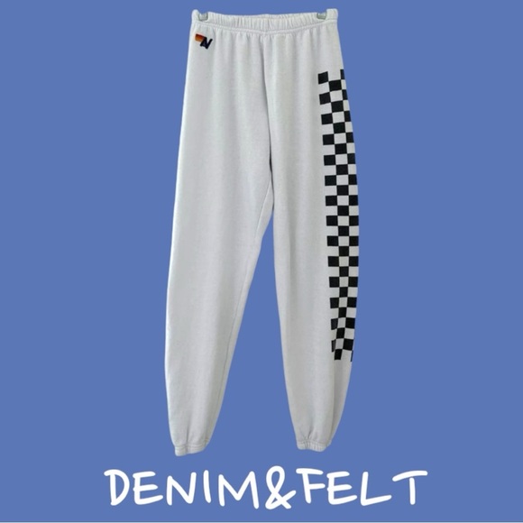 AVIATOR NATION CHECK LEG SWEATPANTS | Color: WHITE | EXCELLENT CONDITION!!!🏁🏁 - Picture 7 of 12